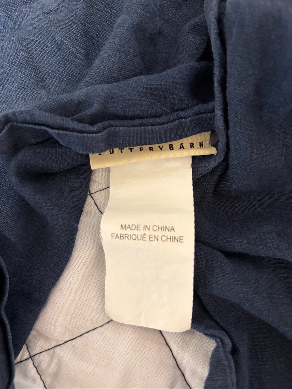 Pottery Barn Midnight Blue Flax Linen Diamond Euro Sham